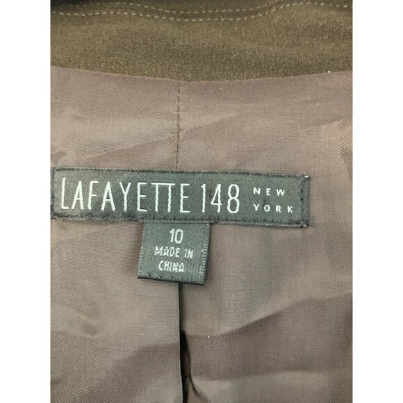Lafayette 148 Women's Wool Blazer & Skirt Set Size 10/12  Brown 7401 GUC - Picture 3 of 11